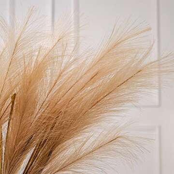 LACKINGONE 4Pcs Pampas Grass Decor 30 inch Artificial Pampas Grass Branches, Faux Pampas Grass Boho Room Decor Flowers Bunches for Home Kitchen Wedding Party