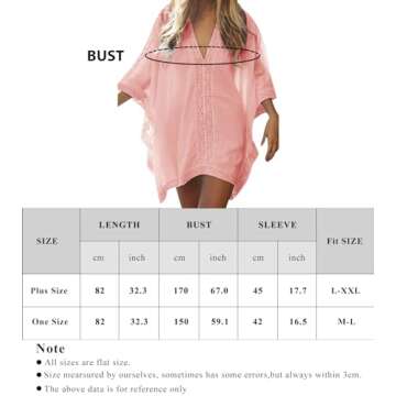 Loritta Womens Beach Bathing Suit Swim Bikini Swimsuit Oversized Cover Up Dresses, Orange- Pink(L-XXL)