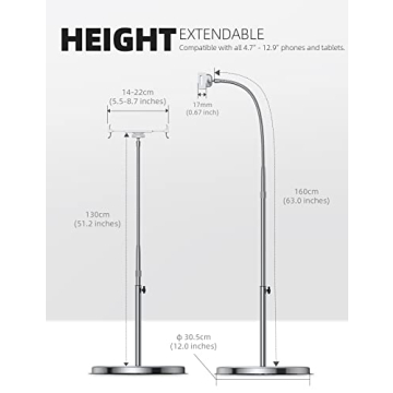 Lamicall Tablet Floor Stand Gooseneck Mount with Adjustable Height