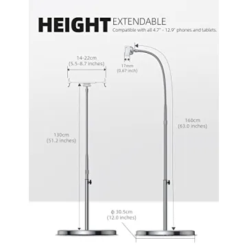Lamicall Tablet Floor Stand Gooseneck Mount with Adjustable Height