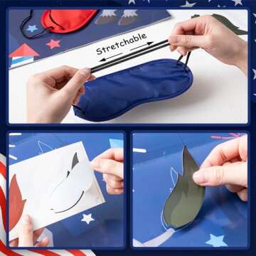 AiYuuve Independence Day Pin The Tail On The Donkey Game Poster with 24 Pcs Tails Stickers for Kids, Funny Patriotic Party Decorations Supplies for American 4th of July Birthday Carnival Circus