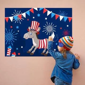 Independence Day Party Pin The Tail On The Donkey Game