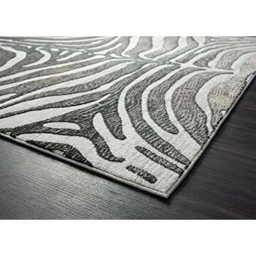 Abani 6' x 9' Contemporary Grey & Brown Zebra Pattern Area Rug - Non-Shed Modern Animal Print Rugs Bedroom Carpet