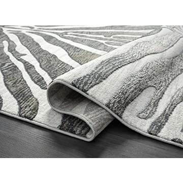 Abani 6' x 9' Contemporary Grey & Brown Zebra Pattern Area Rug - Non-Shed Modern Animal Print Rugs Bedroom Carpet