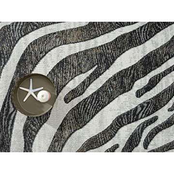 Abani 6' x 9' Contemporary Grey & Brown Zebra Pattern Area Rug - Non-Shed Modern Animal Print Rugs Bedroom Carpet