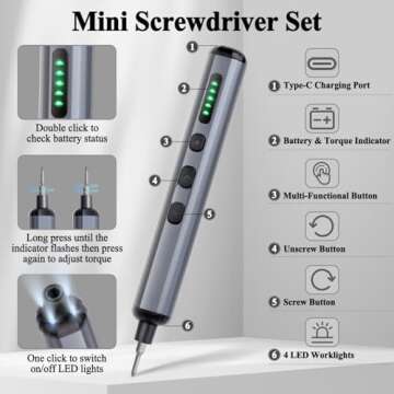 Mulzadl Mini Electric Screwdriver Set - 68 in 1 Power Screwdriver with Magnetic Bits - 64 S2 Univers...