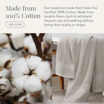 NY Loft 100% Cotton Towel Set 6 Piece | Super Soft & Absorbent Quick-Dry 2 Bath Towels 2 Hand Towels and 2 Washcloths |Textured and Durable Cotton | Trinity Collection (6 Piece Set, Quiet Grey)