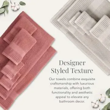 NY Loft 100% Cotton Towel Set 6 Piece | Super Soft & Absorbent Quick-Dry 2 Bath Towels 2 Hand Towels and 2 Washcloths |Textured and Durable Cotton | Trinity Collection (6 Piece Set, Quiet Grey)