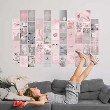 KONGSY Pink Wall Collage Kit for Girls - 50 Chic Designs