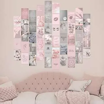 KONGSY Pink Wall Collage Kit for Girls - 50 Chic Designs
