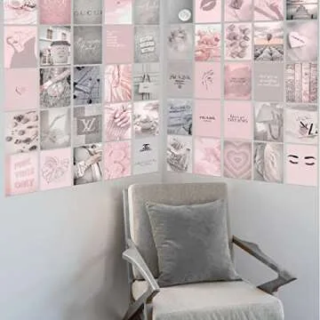 KONGSY Pink Wall Collage Kit for Girls - 50 Chic Designs