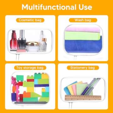 3 Pcs Clear Hard Zipper Pouch, Hard PVC Plastic Cosmetic Travel Bag with Zipper, Portable Travel Organizer Bins, Durable Makeup Bags for Toy Storage, Pencil Case, Men and Women Carry-on Travel(white)