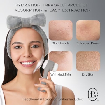 Bella Ciao Gentle Face Steamer for Facial Deep Cleaning, 11-PC | Facial Steamer for Proactive Acne Treatment Unclogs Pores & Treats Allergies | Facial Skin Care Products Includes Needles & Tweezers