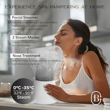Bella Ciao Gentle Face Steamer for Facial Deep Cleaning, 11-PC | Facial Steamer for Proactive Acne Treatment Unclogs Pores & Treats Allergies | Facial Skin Care Products Includes Needles & Tweezers