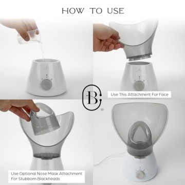 Bella Ciao Gentle Face Steamer for Facial Deep Cleaning, 11-PC | Facial Steamer for Proactive Acne Treatment Unclogs Pores & Treats Allergies | Facial Skin Care Products Includes Needles & Tweezers