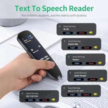 SVANTTO Pen Scanner, Text to Speech Device for Dyslexia, OCR Digital Highlighter Pen Reader, Exam Re...