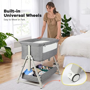 Cowiewie Bassinet Adjustable Baby Sleeper with Storage