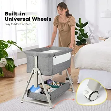 Cowiewie Bassinet Adjustable Baby Sleeper with Storage