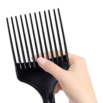 Black Soft 'N Style Hair Pick for Styling Women's and Men's Curly Hair, Plastic Detangler for Wigs, Braids, and Afros