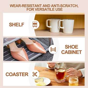 Pretigo EVA Shelf Liners,17.5" x30FT Non Adhesive Cabinet Liner,Double Sided Non-Slip Drawer Liner,Washable Refrigerator Mats for Pantry Cabinet,Kitchen Drawer,Bathroom Shelves,Shoe Rack,Metal Shelf