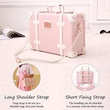 Unitravel Vintage Luggage Set, 3 Piece Retro Spinner Suitcase with Carry On Cosmetic Train Bag for Women (Embossed Pink, 26"+20"+12")