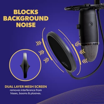 Auphonix Pop Filter for Blue Yeti Microphone - Essential Gear