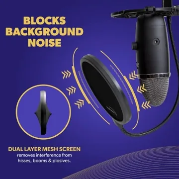 Auphonix Pop Filter for Blue Yeti Microphone - Essential Gear