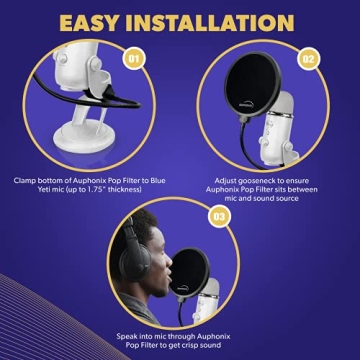 Auphonix Pop Filter for Blue Yeti Microphone - Essential Gear