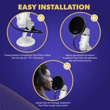 Auphonix Pop Filter for Blue Yeti Microphone - Essential Gear