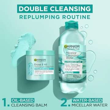 Garnier Erase It All Makeup Cleansing Balm with Hyaluronic Acid, Replumping Facial Cleanser and Makeup Remover, 4.2 Oz