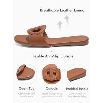 Coutgo Womens Dressy Flat Sandals for Summer Comfort