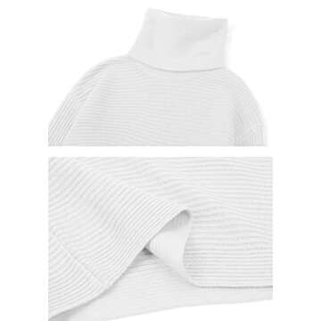 chouyatou Women's Turtleneck 2 Piece Outfits Ribbed Knit Sweater Midi Pencil Skirt Set (X-Large, White)