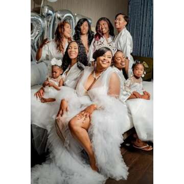 Changuan Tulle Robe Maternity Dress for Photoshoot Puffy Long Sleeves Sheer Fluffy Lingerie Wedding Scarf Boudoir Pregnancy Gown for Photography Black 3X-Large