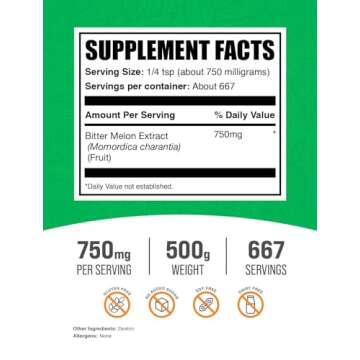 BulkSupplements Bitter Melon Extract Powder - Herbal Supplement, 500g for Wellness