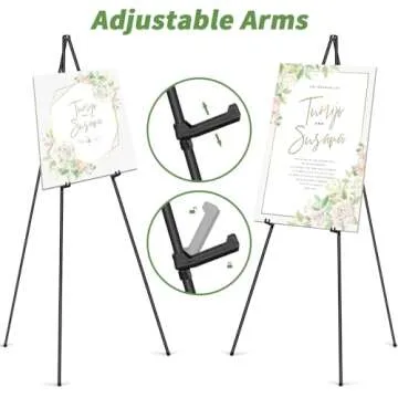 PUJIANG Easel Stand for Signs,63" Easels for Displaying Pictures, Display Easels for Wedding Sign Poster, Metal Floor Standing Easel,Folding Art Easel for Painting, Welcome Sign Stand with Case