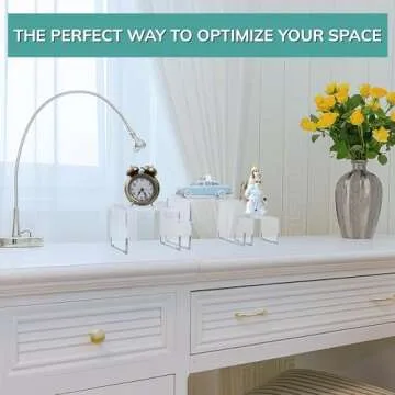 pbf PHOTO BOOTH FRAMES Acrylic Riser Display Stands - 3 Pieces- Clear- Silver Accents Acrylic Risers Shelf Riser Display Stand Set