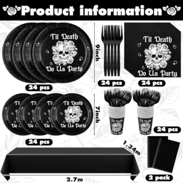 Sliner 141 Pcs Gothic Party Supplies for Weddings