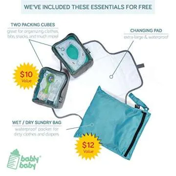 Large Capacity Diaper Bag Backpack- with YKK Zippers, Two Packing Cubes, Wet/Dry Bag, Changing Pad and Stroller Straps by Bably Baby- Stylish Unisex Design (Grey)