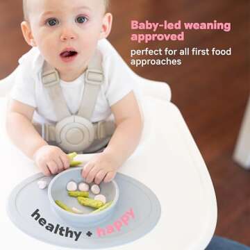 ezpz Tiny Bowl (Coral) - Silicone Suction Placemat + Bowl for Infants - 6 Months+ - Baby Led Weaning Supplies - Fits All Highchair Trays