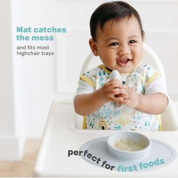 ezpz Tiny Bowl (Coral) - Silicone Suction Placemat + Bowl for Infants - 6 Months+ - Baby Led Weaning Supplies - Fits All Highchair Trays