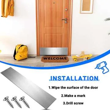 5 Sets 8 x 36 Inches Silver Door Kick Plate for Exterior Doors, Satin Aluminum Kick Plates with Screws for Wood Metal Interior/Exterior Anti Scratch Door Protection