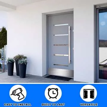 5 Sets 8 x 36 Inches Silver Door Kick Plate for Exterior Doors, Satin Aluminum Kick Plates with Screws for Wood Metal Interior/Exterior Anti Scratch Door Protection