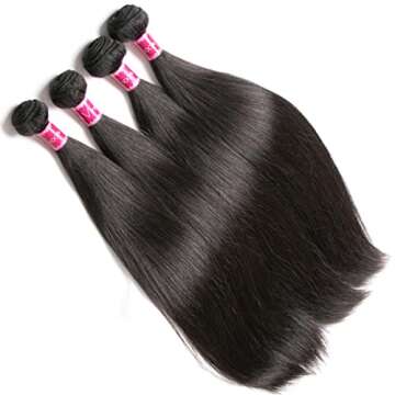 Younsolo Human Hair Bundles Straight Hair 4 Bundles 22 24 26 28 Inch Brazilian Virgin Hair 100% Unprocessed Natural Black Bundles
