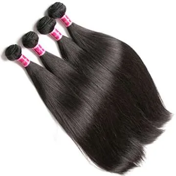 Younsolo Human Hair Bundles Straight Hair 4 Bundles 22 24 26 28 Inch Brazilian Virgin Hair 100% Unprocessed Natural Black Bundles