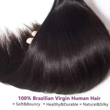 Younsolo Human Hair Bundles Straight Hair 4 Bundles 22 24 26 28 Inch Brazilian Virgin Hair 100% Unprocessed Natural Black Bundles