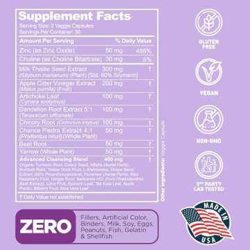 HivoNutra 28-in-1 Liver Cleanse Detox & Repair Supplement - Milk Thistle Silymarin, Artichoke Extract Dandelion & Apple Cider Vinegar, Astragalus - Liver Health Formula Support Pills Vegan Capsules