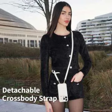 LAMEEKU Wallet Case Compatible with iPhone 13 Pro, Card Holder Case Crossbody Purse Case Quilted Leather Lady Handbag Case Compatible with iPhone 13 Pro, 6.1 Inch-Beige