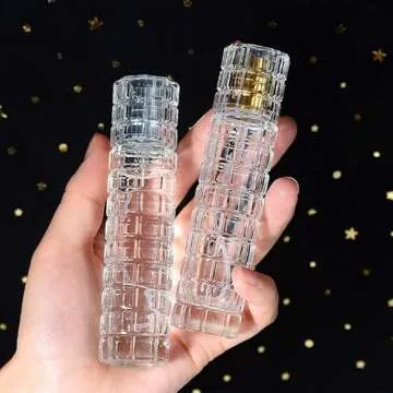 Enslz Glass Empty bottle Refillable Perfume Atomizer Spray Perfume Bottles 1 Ounce, Travel Cologne Bottle Portable (Gold)