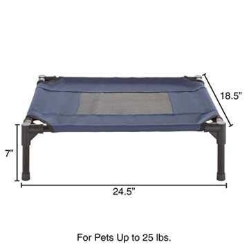 Elevated Dog Bed - 24.5x18.5-Inch Portable Pet Bed with Non-Slip Feet - Indoor/Outdoor Dog Cot or Pu...