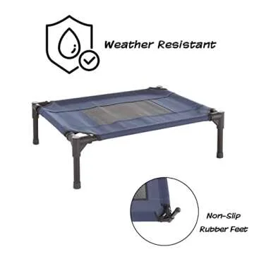 Elevated Dog Bed - 24.5x18.5-Inch Portable Pet Bed with Non-Slip Feet - Indoor/Outdoor Dog Cot or Puppy Bed for Pets up to 25lbs by PETMAKER (Blue)